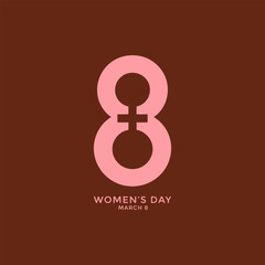 A pink number eight with a female symbol integrated celebrating international women s day on march 8