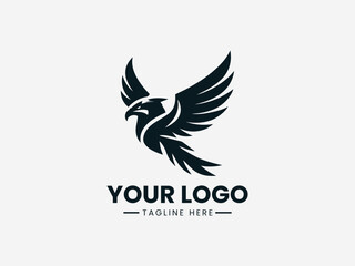 Black eagle logo with outstretched wings and customizable text on a white background for branding purposes.