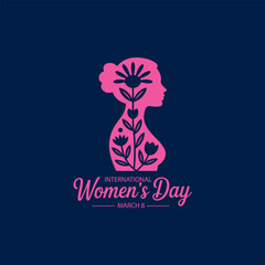 A pink silhouette of a woman s profile filled with floral designs celebrates international women s day