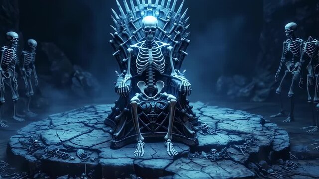 Skeletal Throne Room - A Dark Fantasy Scene of Bones and Power.