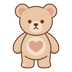 Obraz premium Cute Beige Teddy Bear Vector Icon With Heart