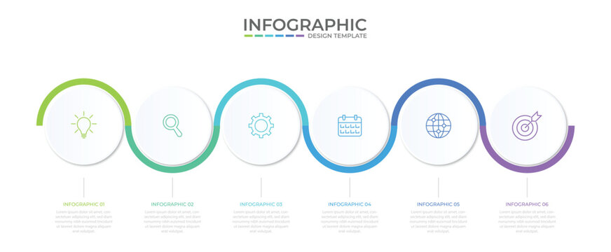Vector infographic label design with circle infographic template design and 4-5-6 options or steps. Can be used for process diagram, presentations, workflow layout, banner, flow chart, info graph