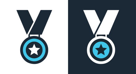 Victory medal icons flat design vector illustrationBlue icon set - Modern style icon - Vector icon set - Glyph and solid icon set - Icon vector - Flat Design Icon - line icon set