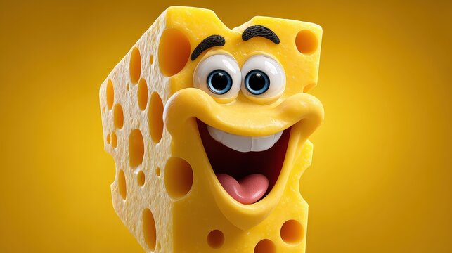 Happy Cartoon Cheese Character for Valentine's Day Love