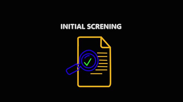 Initial screening concept with document verification and approval in futuristic white cyber style for business finance healthcare and recruitment. 4k video