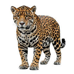 Obraz premium Beautiful jaguar standing isolated on transparent background