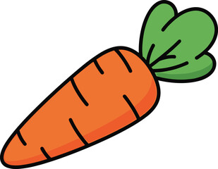 Obraz premium Cute carrot vegetable cartoon icon colorful flat vector illustration healthy organic food design