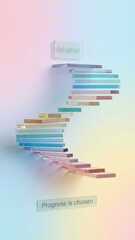 Abstract Spiral Staircase Floating Against a Gradient Wall