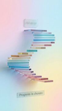 Abstract Spiral Staircase Floating Against a Gradient Wall
