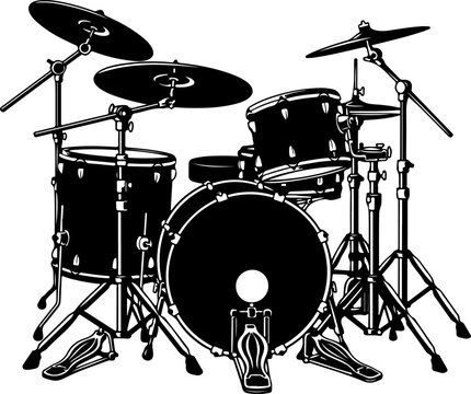 Musical Drum set silhouette vector illustration
