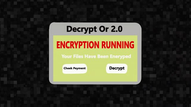 Encryption running warning and check payment for decrypt system files concept with binary code background. 4k video
