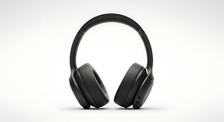 Fototapeta premium Acoustic Bliss: Dive into a world of pure audio with these sleek, black headphones, a minimalist design promising unparalleled sound quality and immersive listening experiences.