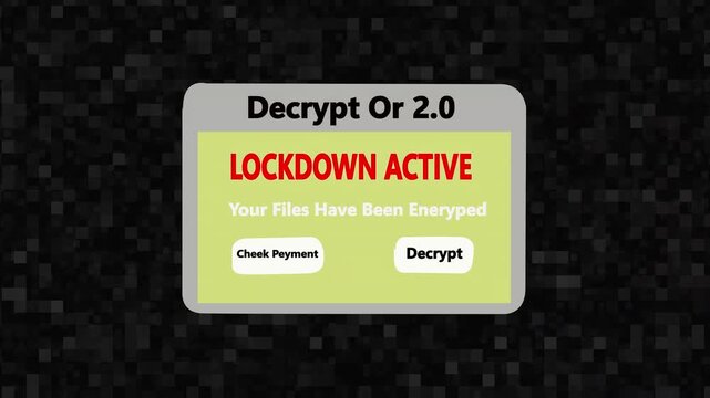 Lockdown active warning and check payment for decrypt system files concept with binary code background. 4k video