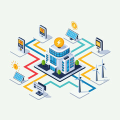 Fototapeta premium Smart Building with Renewable Energy Sources.