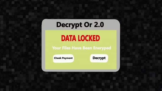 Data locked warning and check payment for decrypt system files concept with binary code background. 4k video