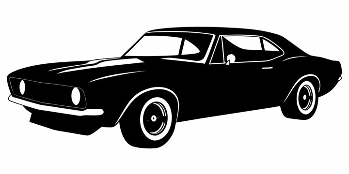 Classic 1969 American Muscle Car Silhouette Vector Illustration