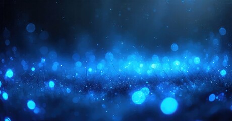 Fototapeta premium Abstract blue lights create dynamic energy. Glowing particles suggest depth, movement, futuristic scene. Dark background enhances brilliance.