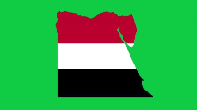 Egypt map pop animation with flag colors and green background