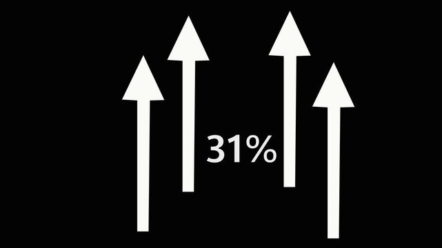 Business Financial Growing Business Income And Earnings. Representing growing business performance. Statistics bars growth, arrow up. Finance going up, Profit concept. 77 Percentage Growth Animation.
