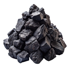 Fototapeta premium Pile of dark gray or black rocks isolated on transparent background