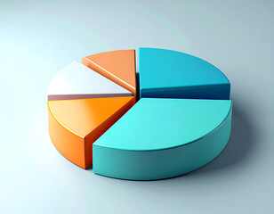 Obraz premium Modern 3D Pie Chart Data Visualization – Clean Business Dashboard Background with Copy Space