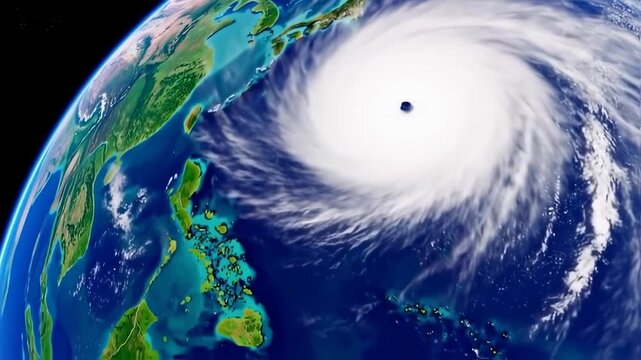 Dramatic View of a Hurricane Approaching Land on Planet Earth From Space