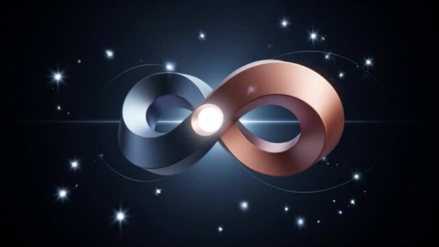 Futuristic Metallic Infinity Symbol with Glowing Light Core