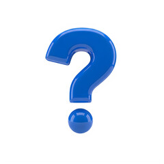 Blue question mark symbol isolated on transparent background