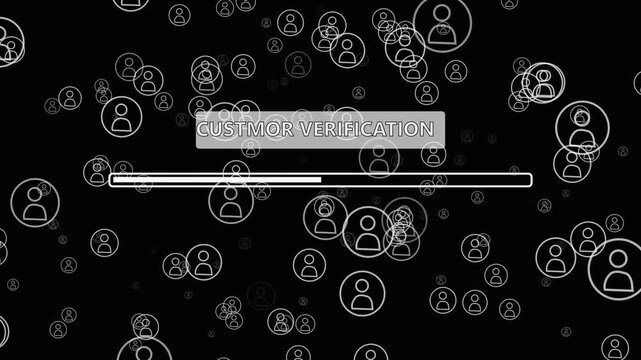 Customer Verification Process Loading Animation with Binary Code Background neon user progress bar 4k