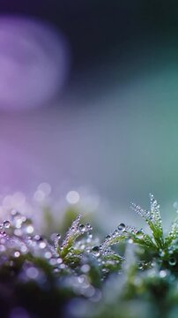 Abstract texture of dense tritone fog with suspended dew particles creating a glitter effect. Visual abstraction, focus on light and particle interaction.