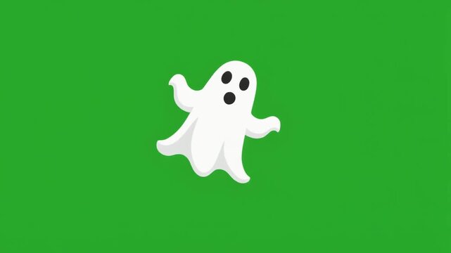 Animated Wiggling Ghost Emoji Character on Green Screen Background