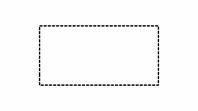 squre frame animation of dotted lined transparent background squar path animation of dotted lines for left to right in 4K animation with alpha channel 