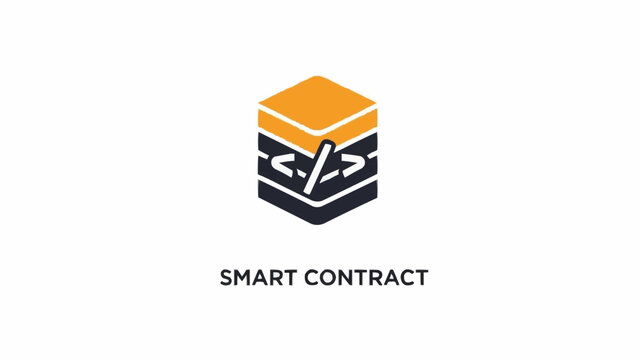 Smart contract logo with cube design.
