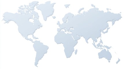 Obraz premium Light blue world map on white background for global business and travel