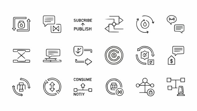 Icons of digital communication technology.