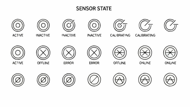 Sensor State Icons Set Graphic.