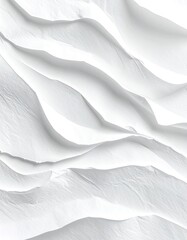 Fototapeta premium Abstract flowing white layered texture resembling sand dunes or fabric folds.