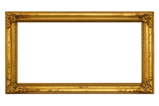 Ornate antique gold picture frame with classic decorative border element creating elegant luxury design background template