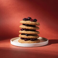Stack of Cranberry Cookies on a Plate photo warm