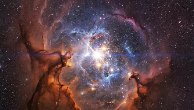 Colorful nebula in outer space with glowing stars and cosmic clouds  