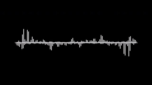 White and black audio visualization effect. Looping, unique, useful as an element or background, for demonstration and scientific visualization