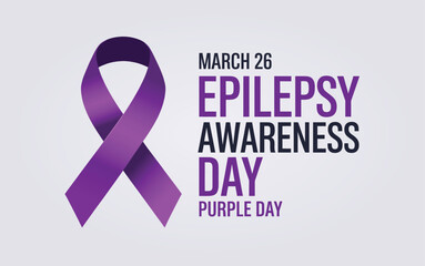 Epilepsy Awareness Day Purple Day Ribbon Graphic for Neurological Health Advocacy Campaigns and Medical Research Support Organizations