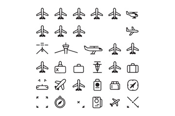Aviation and Travel Line Icons Collection © Shamimpt designer