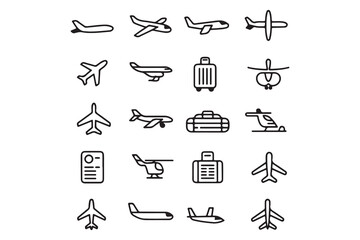 Aviation and Travel Line Icons Collection © Shamimpt designer