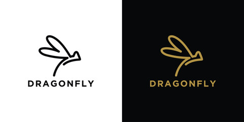 Dragonfly logo design minimalist style elegant modern simple creative. © Nasywa