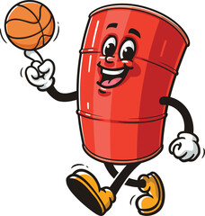 Oil drum mascot cartoon playing basketball © Magic Pen