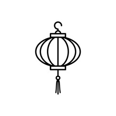Fototapeta premium A simple black line drawing of a traditional Chinese lantern with a tassel