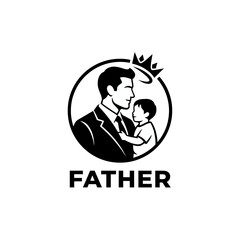 Obraz premium A black and white illustration of a father holding his child