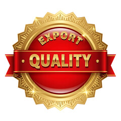 Gold Quality Export Seal - Premium Certified Award Badge with Red Ribbon