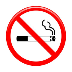 No Smoking Sign, Cigarette Ban Symbol, Red Circle Prohibition Icon
